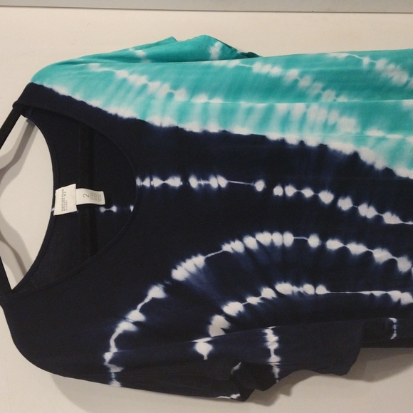Zenergy by Chico's Tie Dye Print Tassel Hem Top Size 2 (12)-Hippie Beach Summer - Picture 3 of 7
